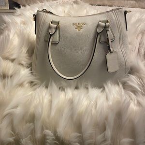 One of a kind authentic white leather PRADA bag.